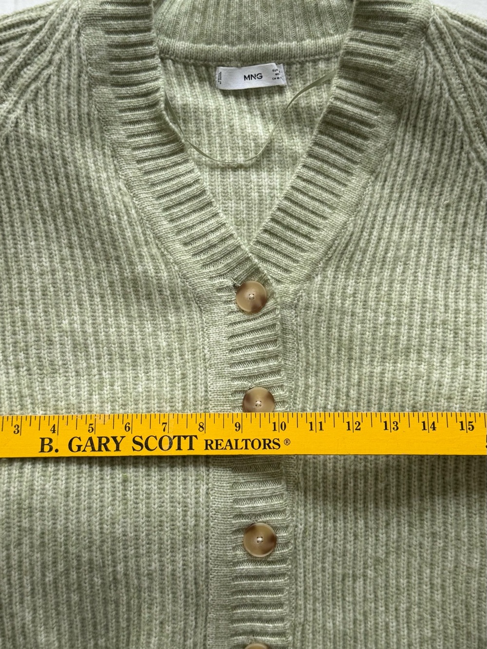 Mango Soft Sage Green Ribbed Button Cardigan - Picture 5 of 9